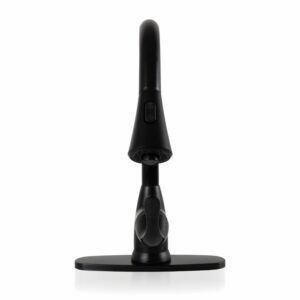 8 in. Centerset 1-Handle Pull-Down Sprayer Kitchen Faucet with Deckplate in Matte Black
