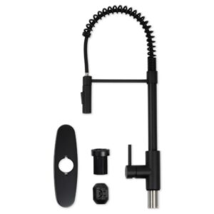 8 in. Centerset 1-Handle Pull-Down Sprayer Kitchen Faucet with Deckplate in Matte Black